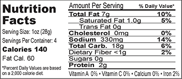 KimPapas Potato Chips Nutrition Facts